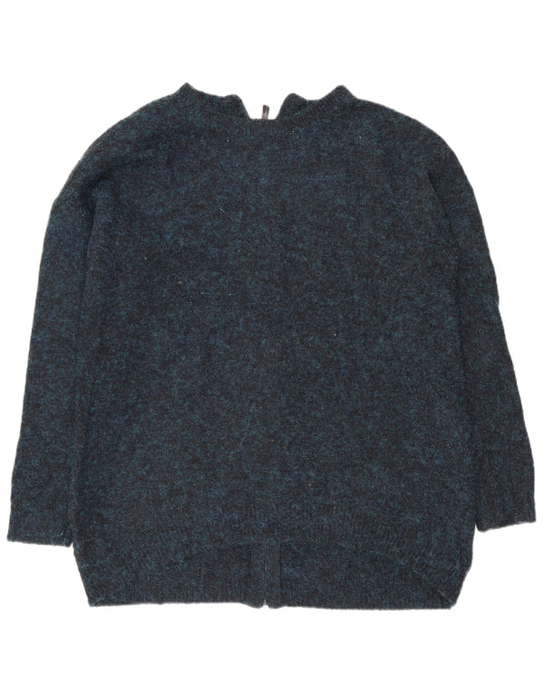 Topshop Dame Oversized Cardigan Sweater UK 10 Small Blue Flecked Acryl