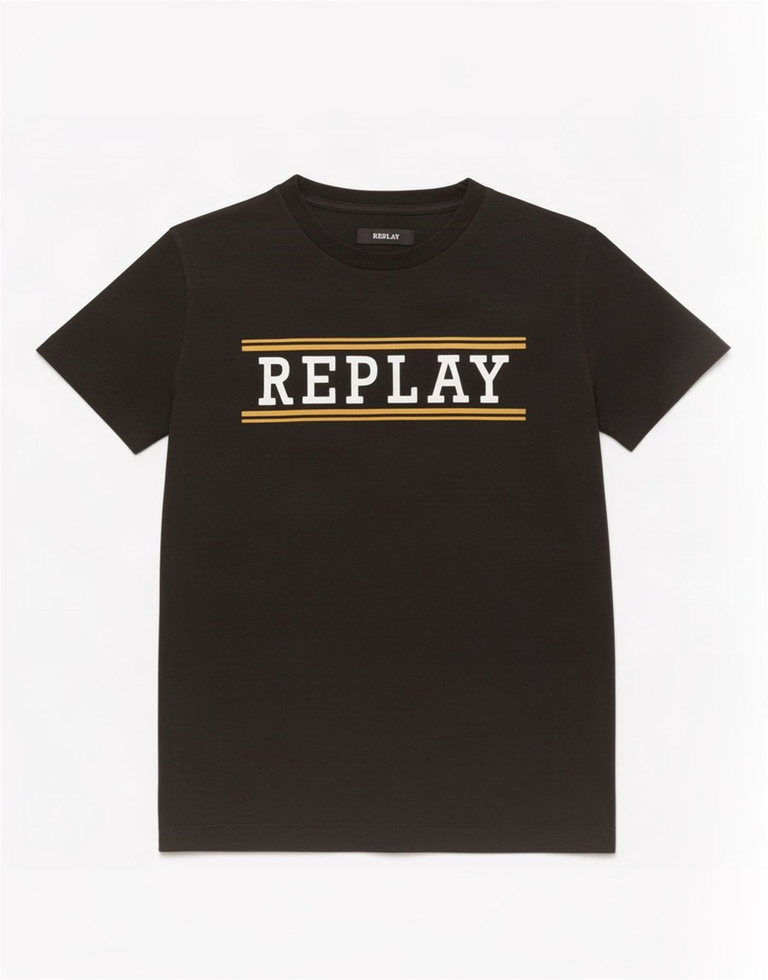Replay Herre Grafisk T-Shirt Top Medium Sort Bomuld
