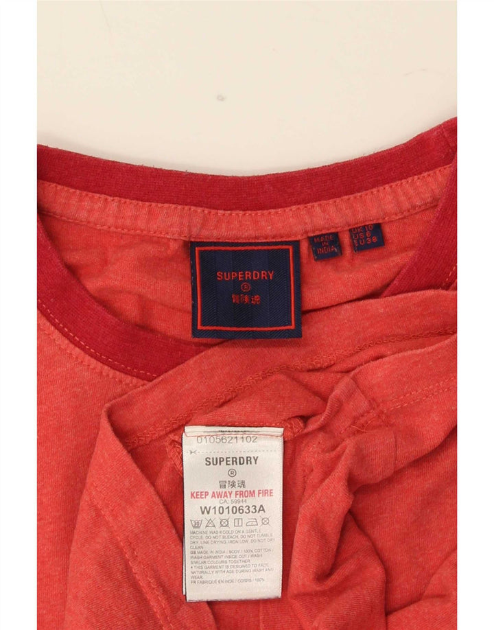 Superdry T-shirt top til kvinder UK 10 Lille rød bomuld