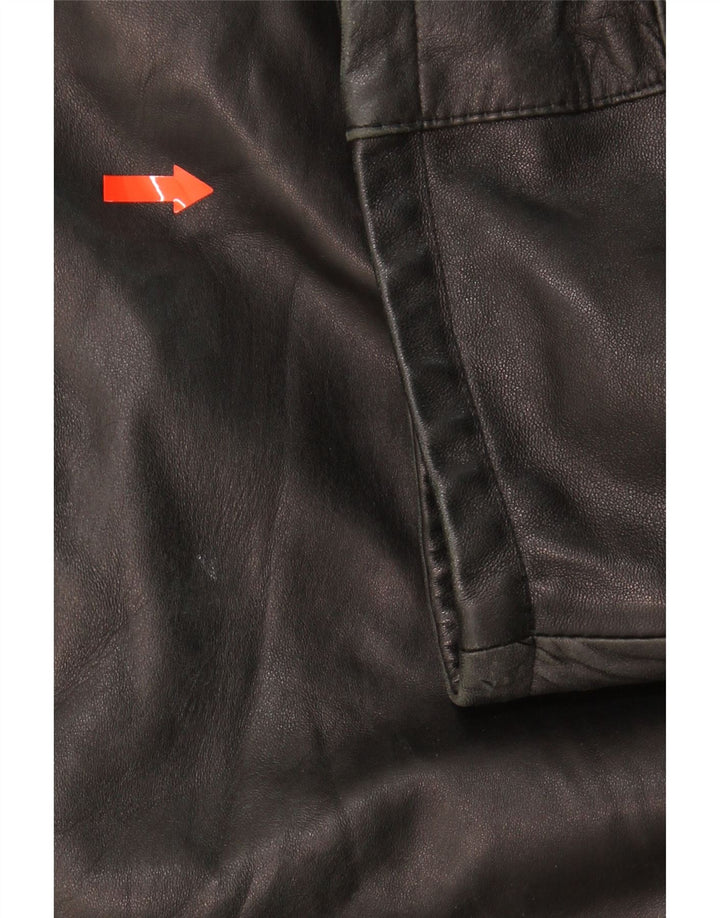 VINTAGE Mens Leather Coat UK 46 3XL Black Leather Vintage Vintage and Second-Hand Vintage from Messina Hembry 