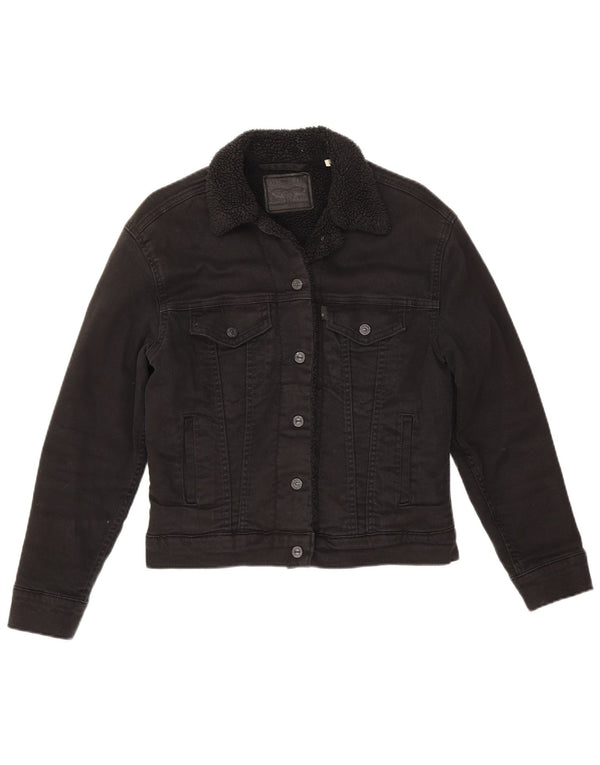 Levi's Sherpa denimjakke til kvinder, UK 6 XS Sort bomuld