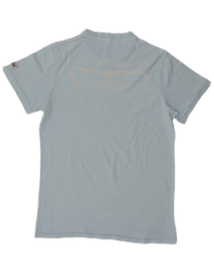 SLAM Herre grafisk T-shirt Top Medium Blue Bomuld