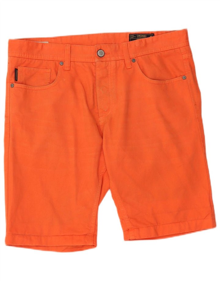 JACK & JONES Mens Denim Shorts Large W36 Orange Cotton
