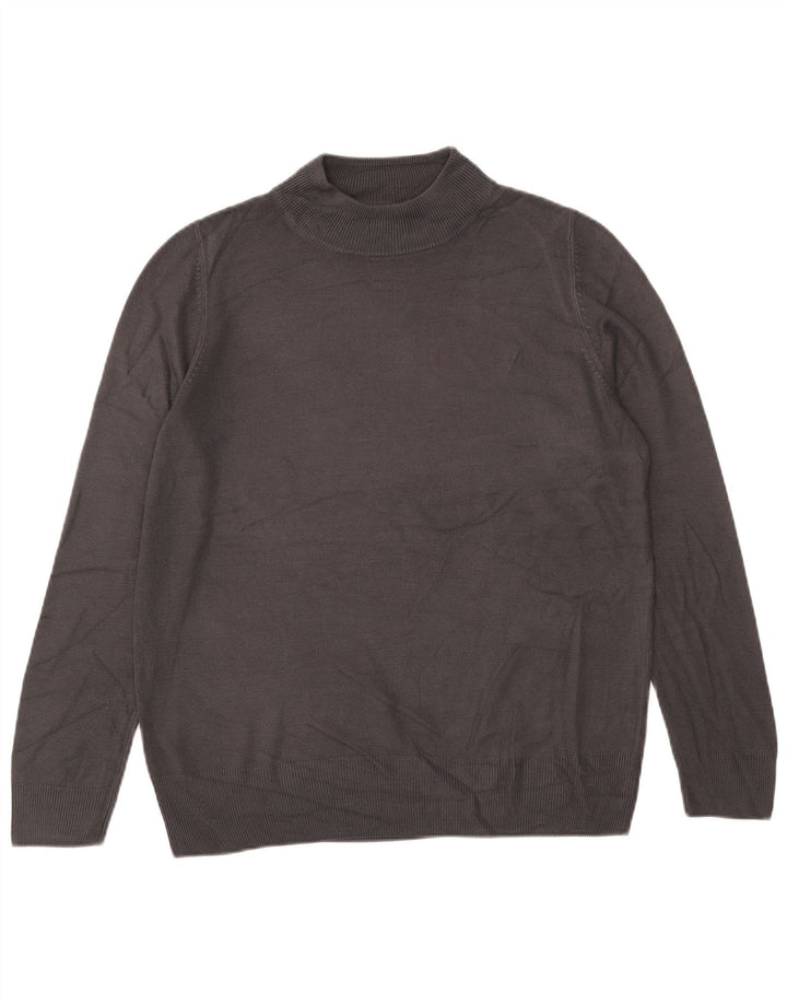 Marks & Spencer Dame Turtle Neck Jumper Sweater UK 16 Large Grå Akryl