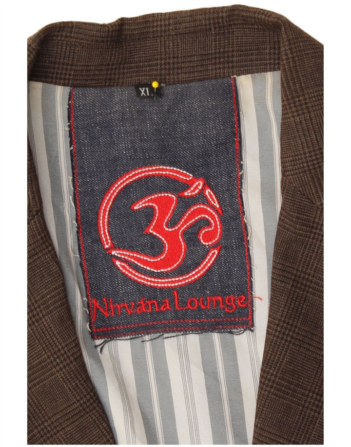 Nirvana Herre 2-knaps blazerjakke UK 42 XL Brown Houndstooth