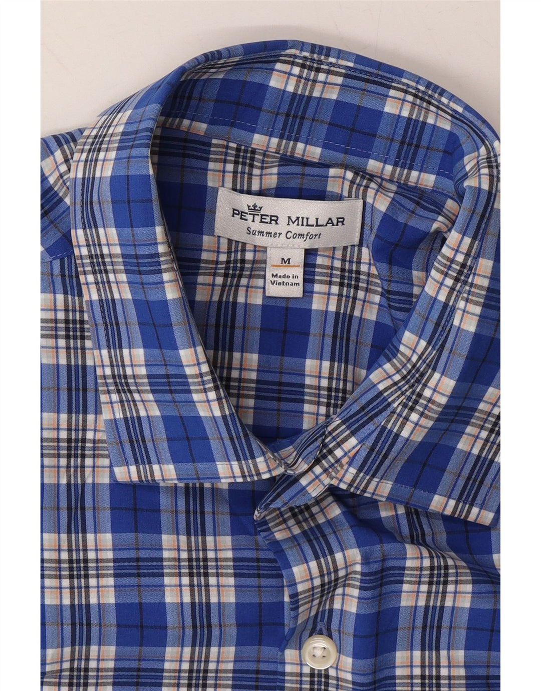 PETER MILLAR Mens Shirt Medium Blue Check Vintage Peter Millar and Second-Hand Peter Millar from Messina Hembry 