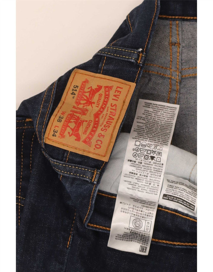 Levi's Herre 514 Straight Jeans W38 L34 Marineblå Bomuld