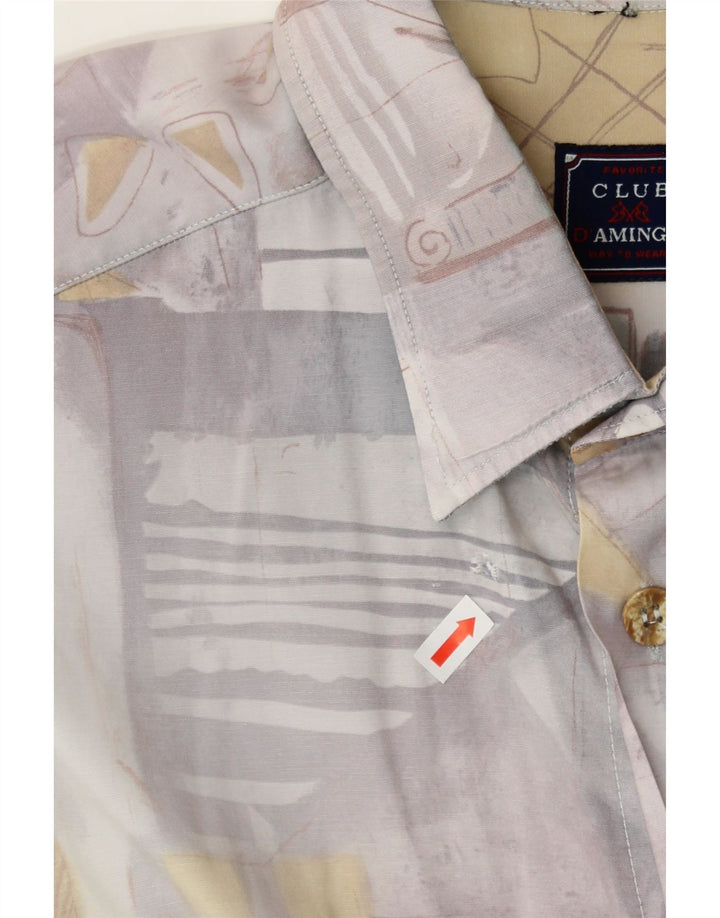 CLUB DAMINGO Mens Abstract Pattern Short Sleeve Shirt Large Grey Patchwork Vintage Club Damingo and Second-Hand Club Damingo from Messina Hembry 