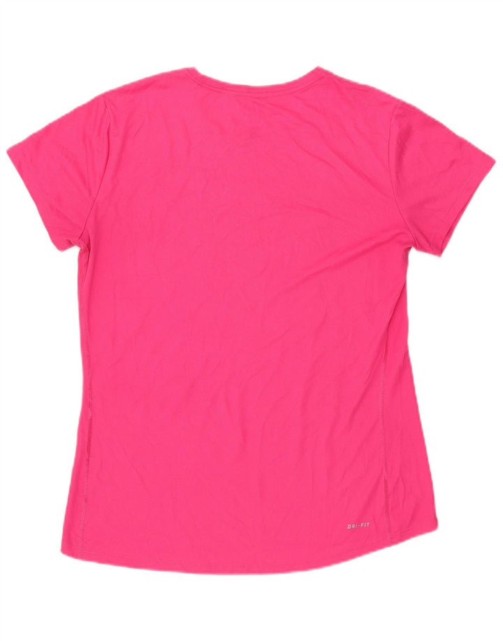 NIKE Dame Dri Fit T-Shirt Top UK 14 Large Pink