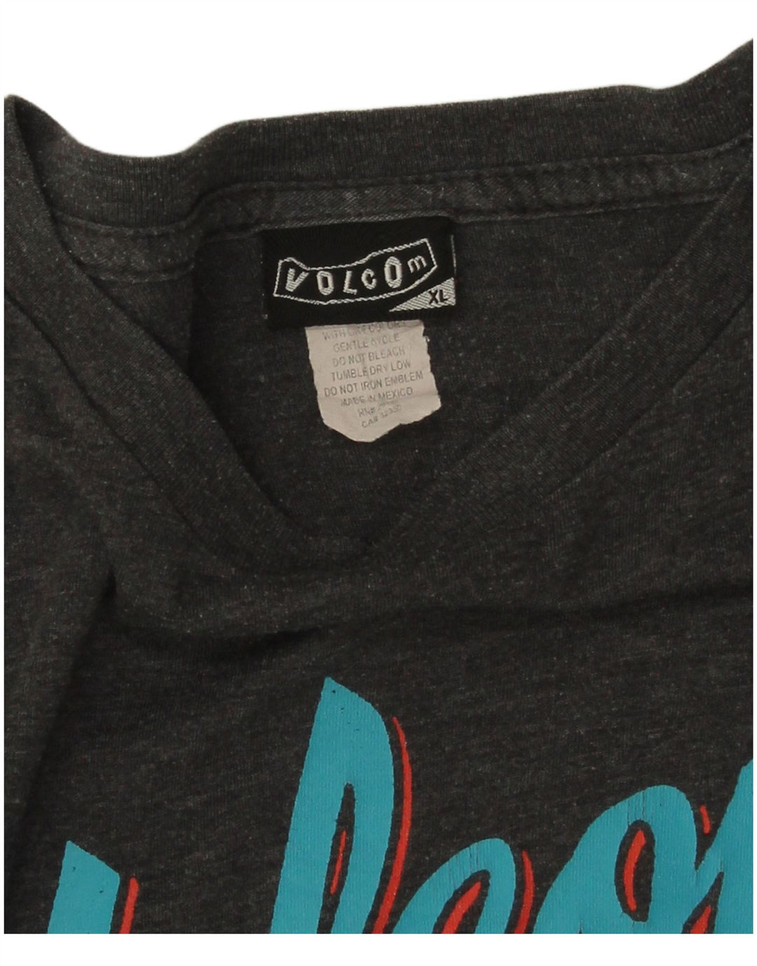 Volcom Herre Grafisk T-Shirt Top XL Grå Flecked Bomuld