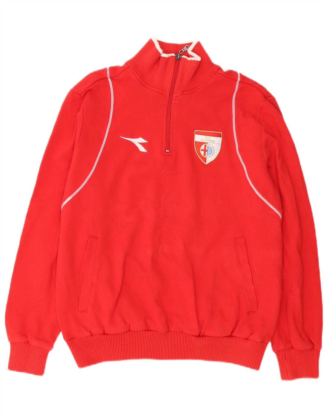 Diadora Herre Grafisk Zip Neck Sweatshirt Jumper lille rød bomuld