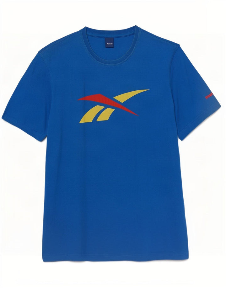 Reebok Herre Grafisk T-Shirt Top XL Blå Bomuld