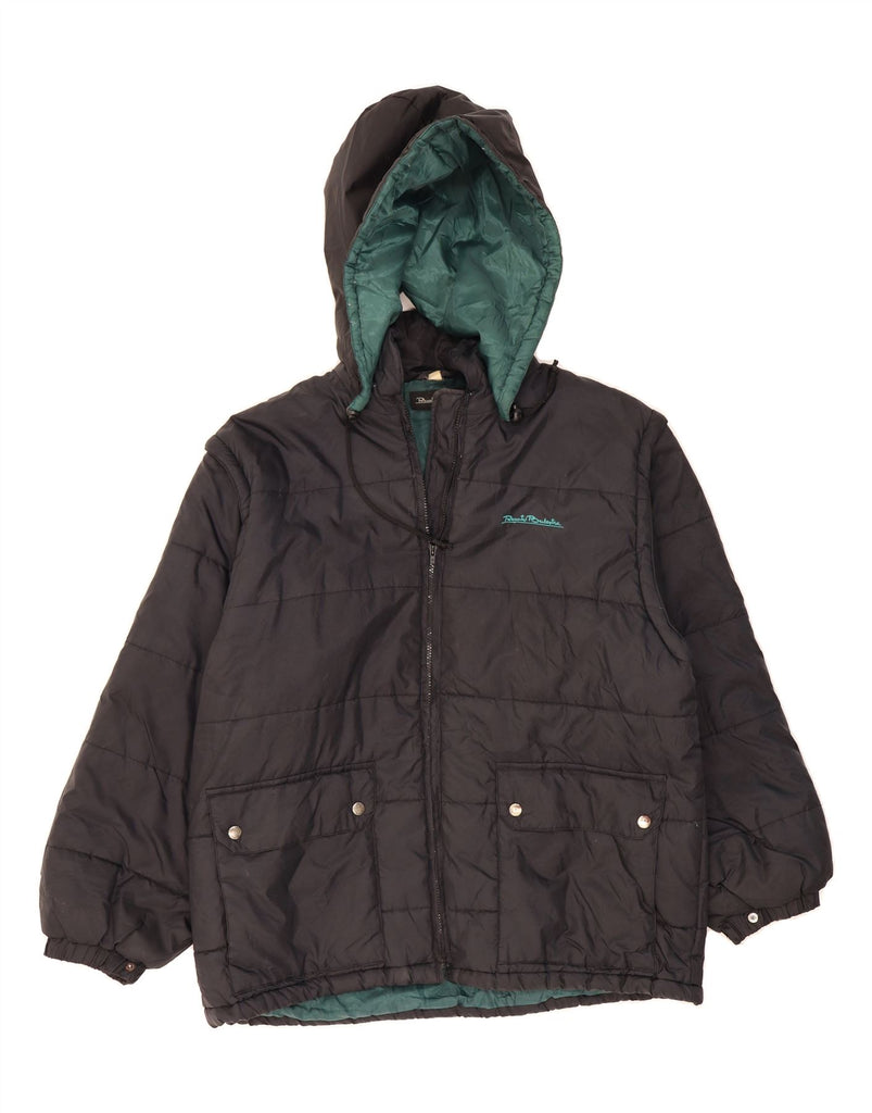 RENATO BALESTRA Mens Hooded Padded Jacket UK 42 XL Black Polyamide Vintage Renato Balestra and Second-Hand Renato Balestra from Messina Hembry 
