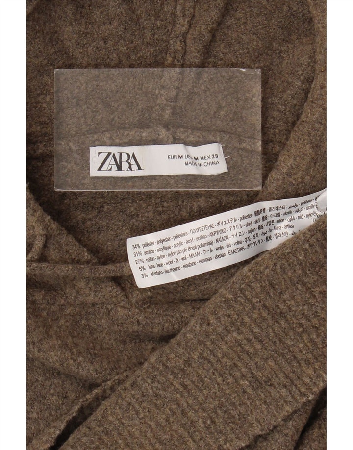 Zara oversize sweater med hætte til kvinder UK 14 Medium brun polyester