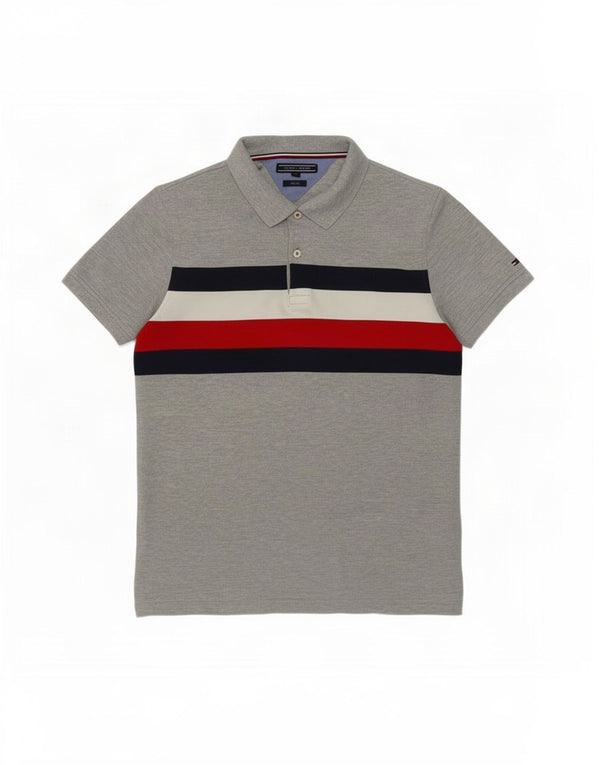 Tommy Hilfiger Herre Slim Fit Polo Shirt Medium Grey Colourblock