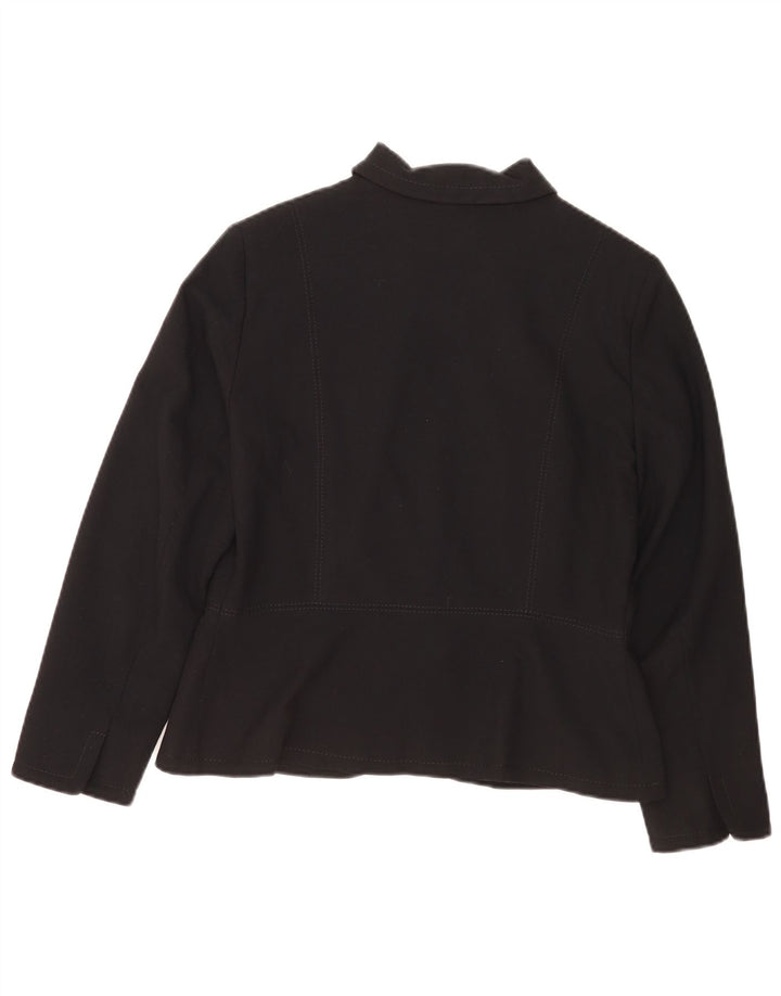 Marks & Spencer Dame Petite Full Zip Blazer Jacket UK 14 Medium Black