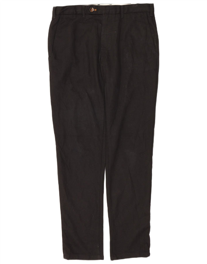 Zara Herre Slim Chino Bukser EU 40 Medium W31 L30 Sort Polyester