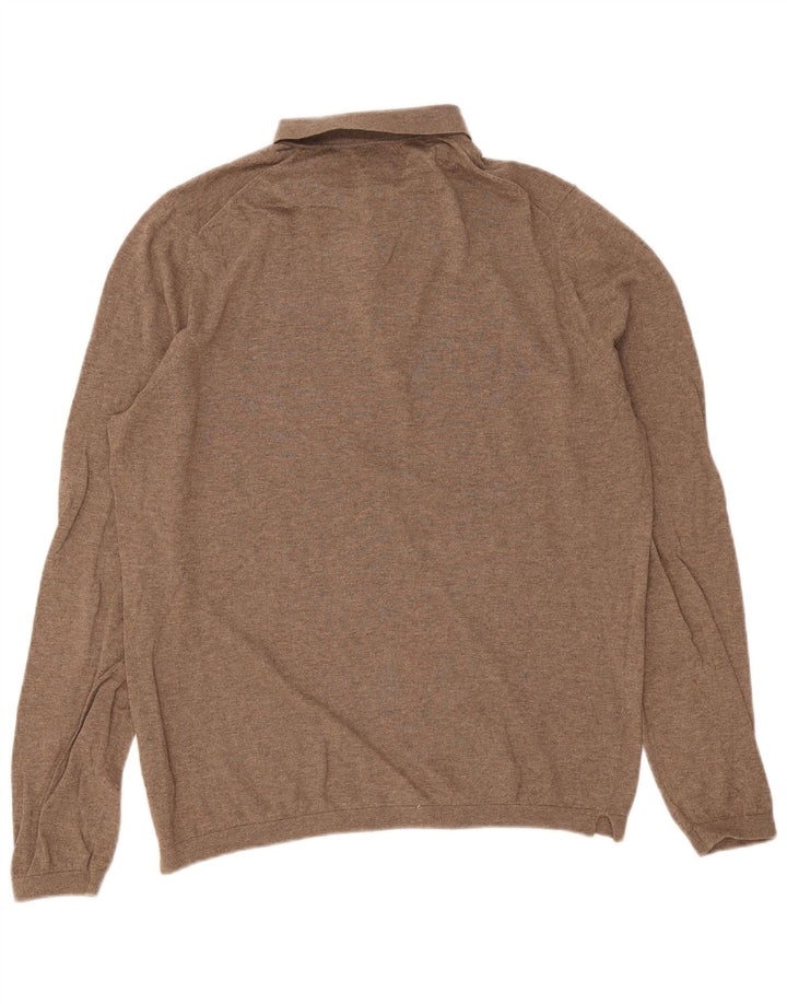 Massimo Dutti Herre Polo Neck Jumper Sweater Stor Brun Bomuld