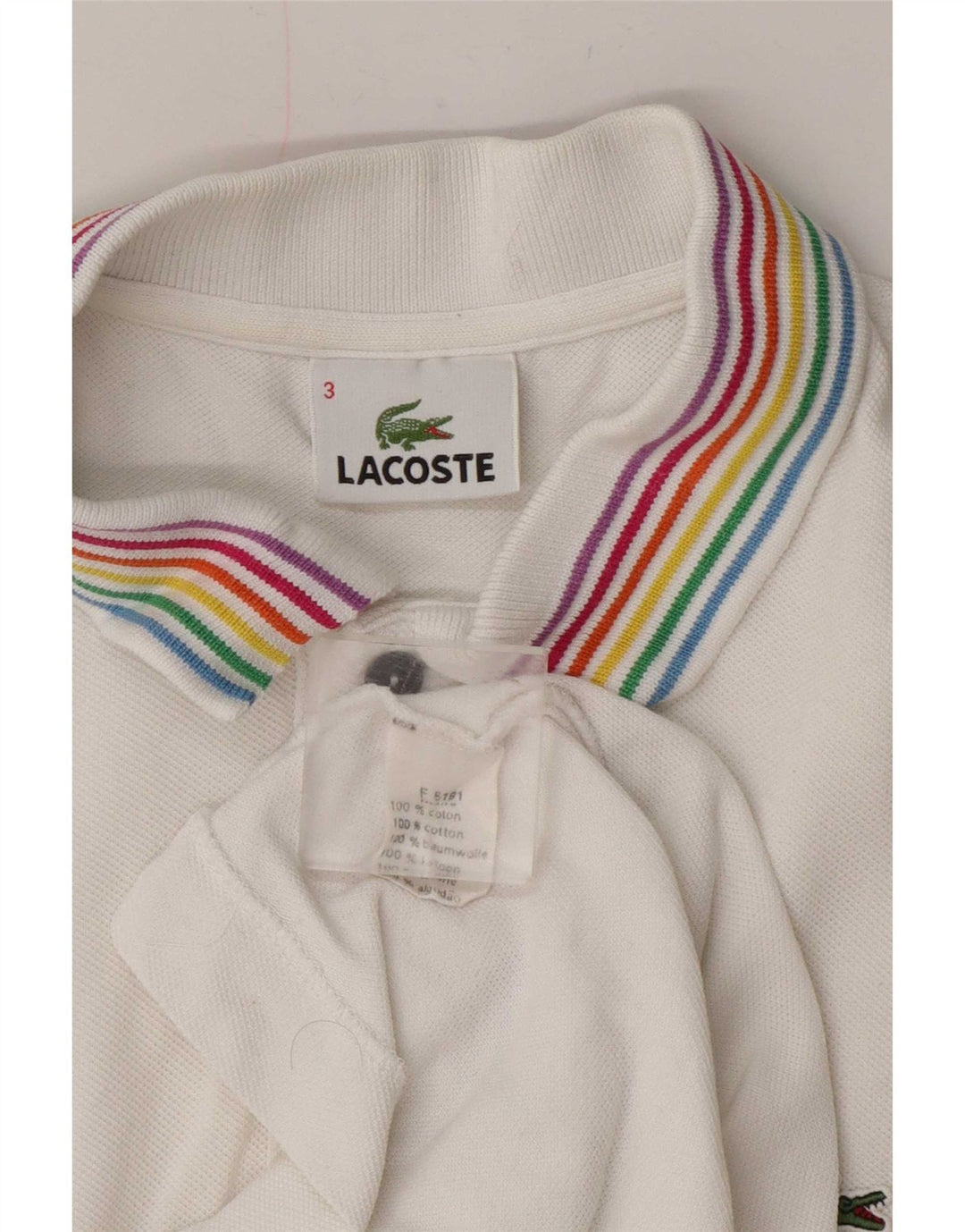 Lacoste herre polo skjorte str. 3 Lille hvid bomuld