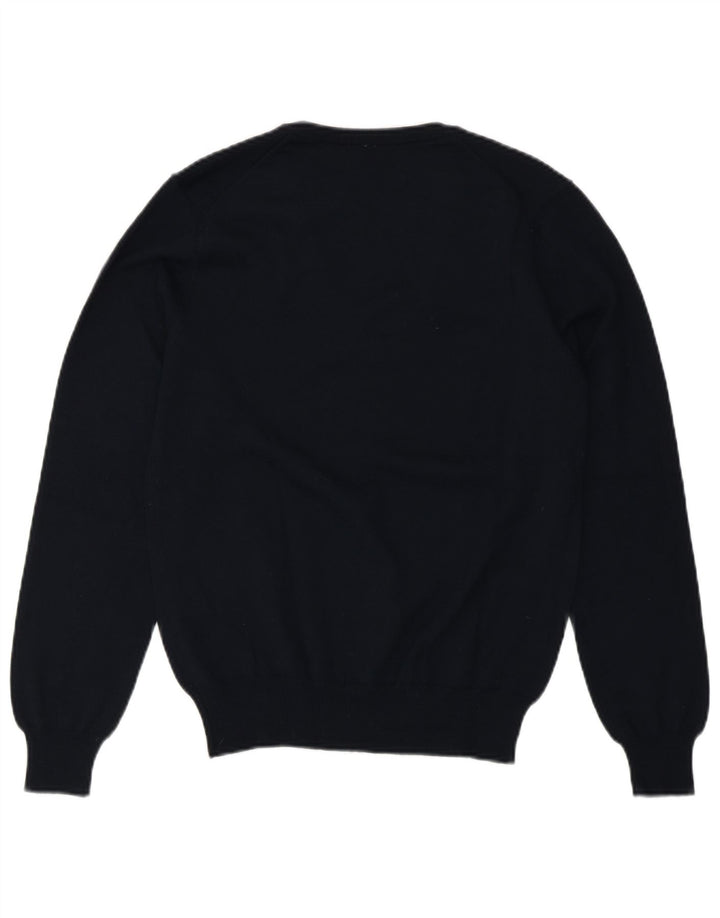 Benetton Dame V-hals sweater UK 10 Lille marineblå uld