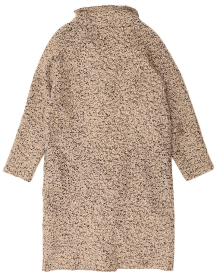 Zara Dame Oversized Overfrakke UK 10 Small Beige Flecked Uld