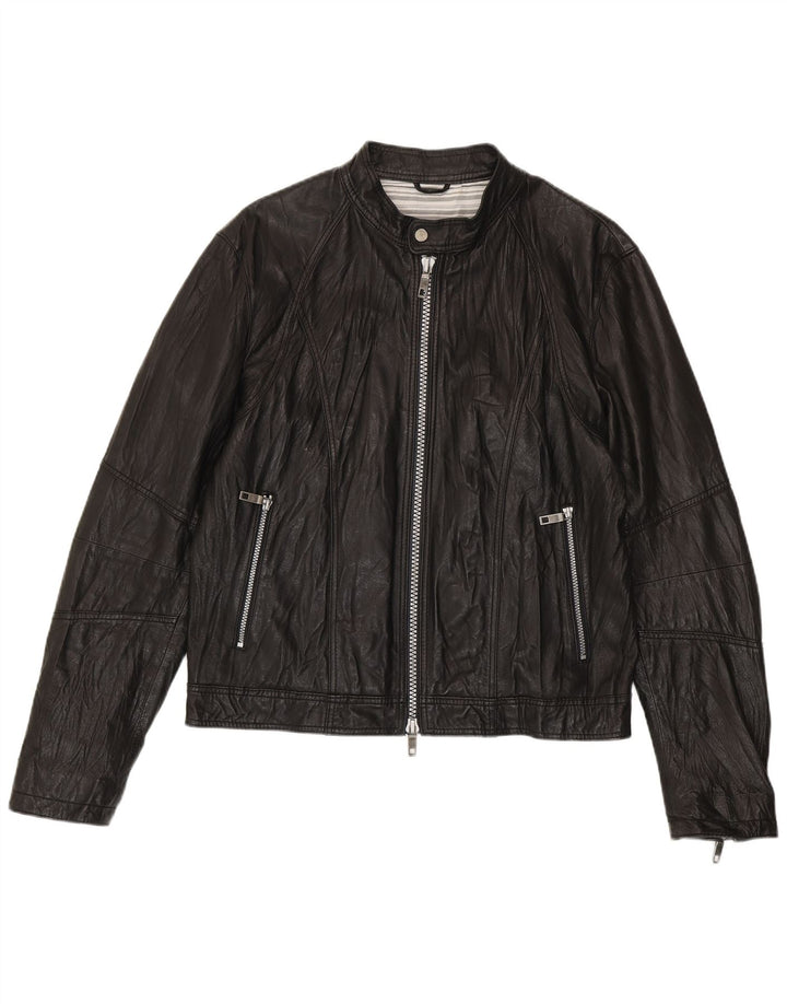 Vintage Bomber læderjakke til mænd IT 52 XL sort læder