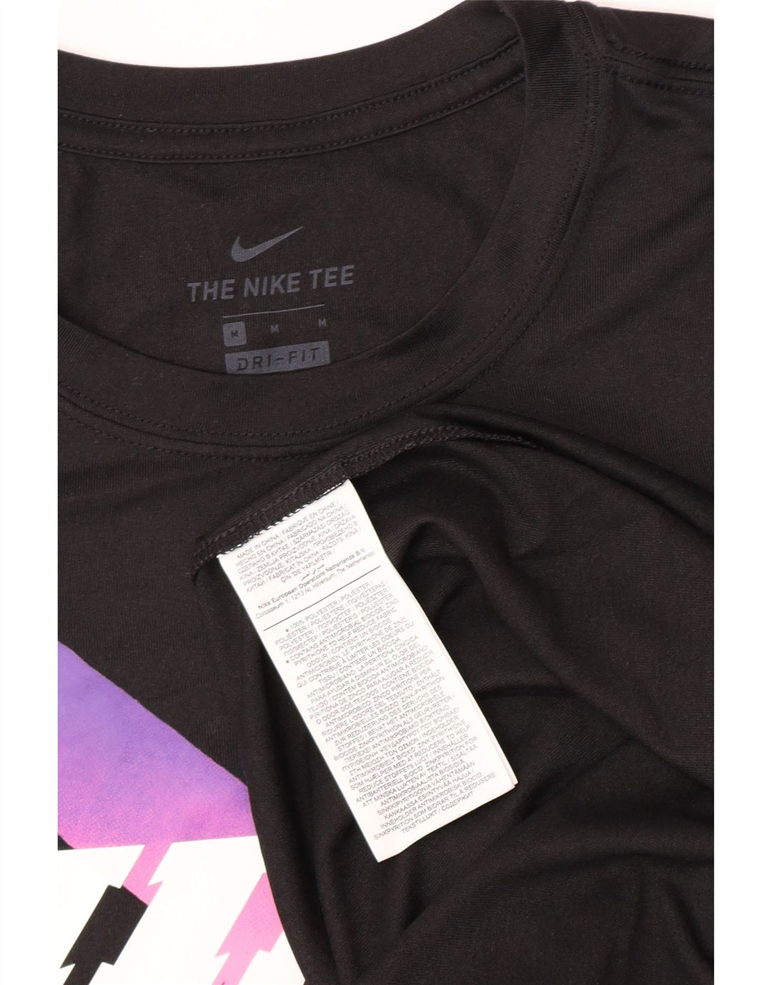 Nike Herre Dri Fit Grafisk T-Shirt Top Medium Sort Polyester