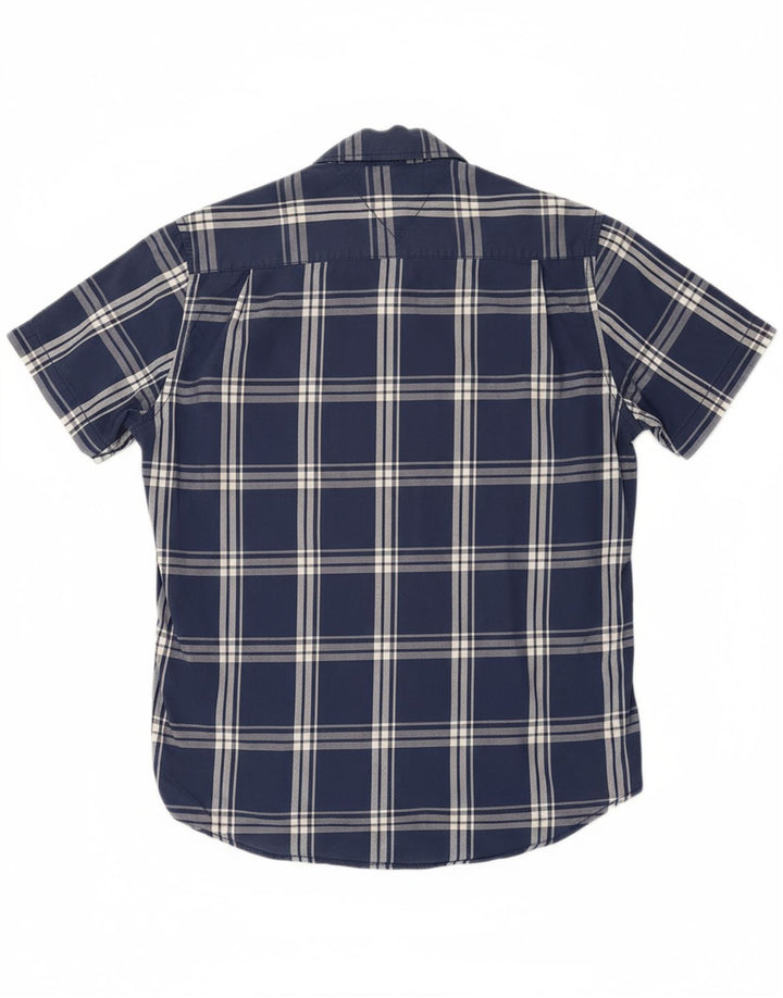 TOMMY HILFIGER Mens Coupe Ajustee Custom Fit Shirt Large Navy Blue Check