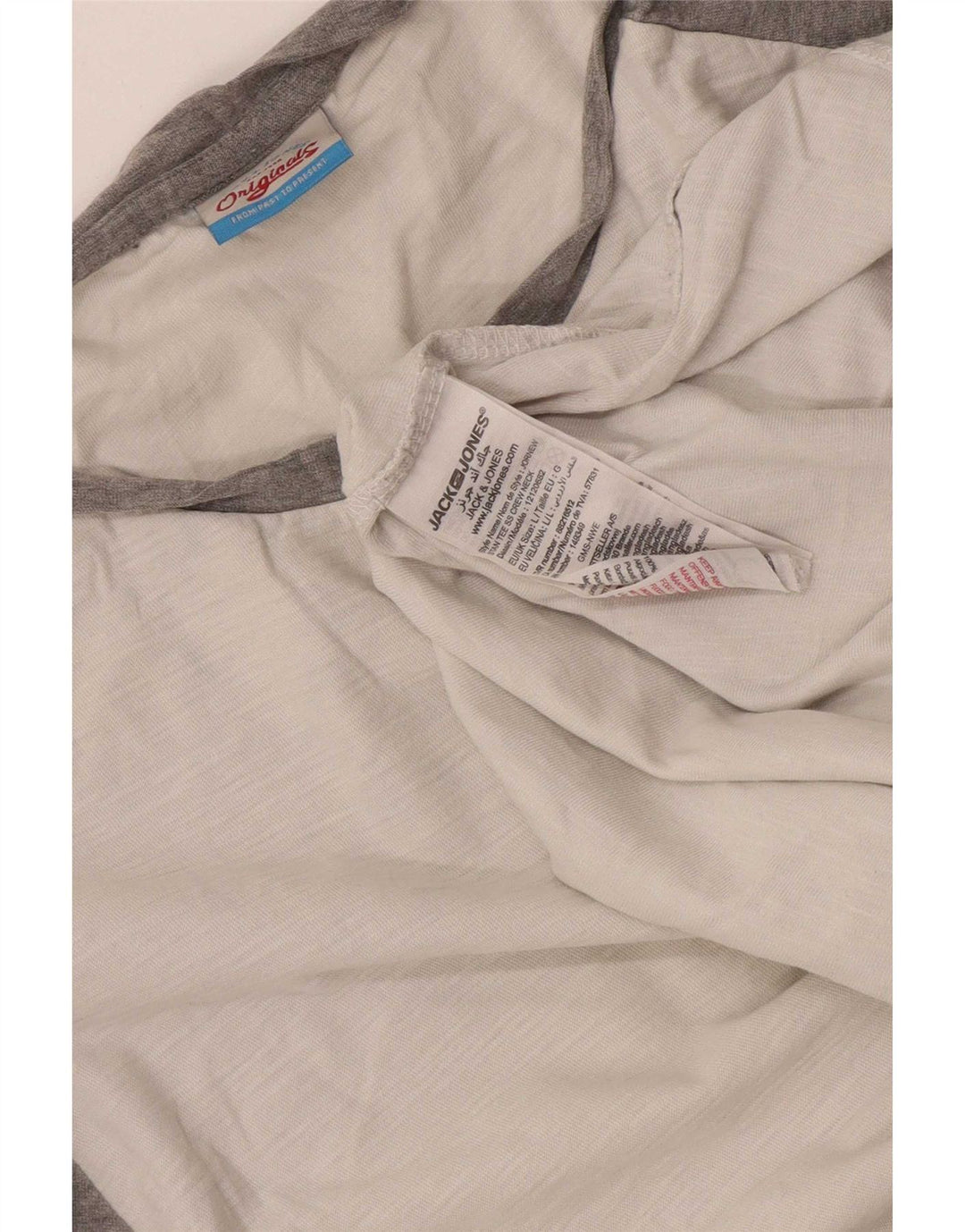 Jack & Jones Herre T-Shirt Top Stor Hvid Colourblock Bomuld