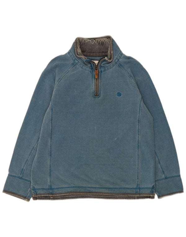 Fedt ansigt herre lynlås-hals sweater jumper medium blå bomuld