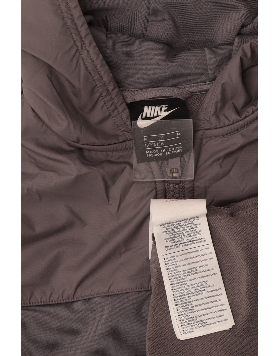 Nike hættetrøje med lynlås til drenge 10-11 år Medium Grey Colourblock Polyester