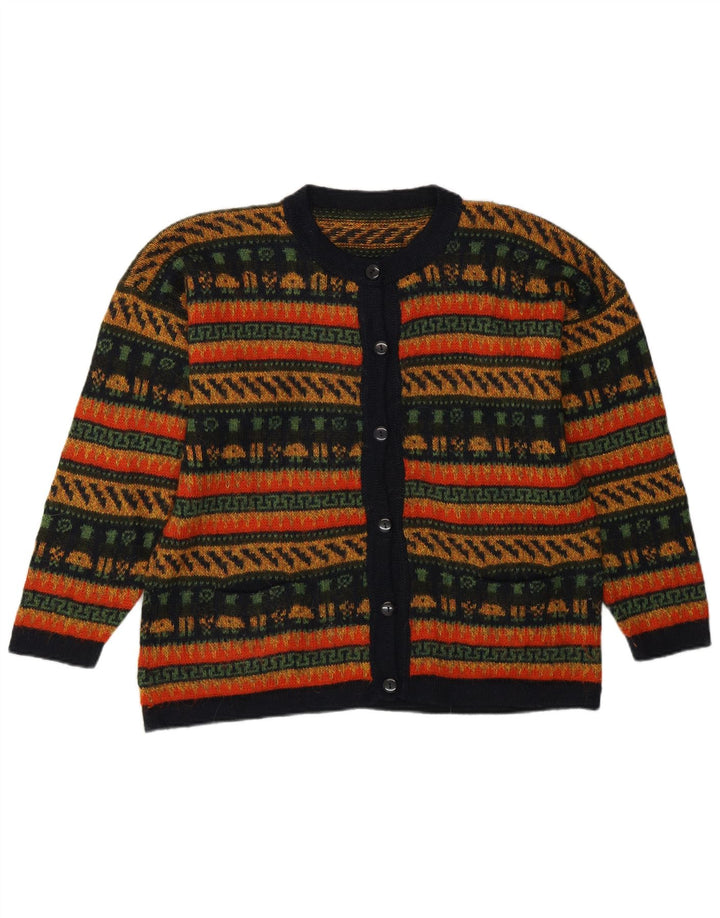 Vintage Dame Cardigan Sweater UK 14 Medium Flerfarvet Geometrisk