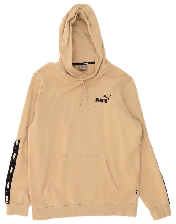 Puma Graphic Hoodie Jumper UK 14 Medium Beige Colourblock Bomuld