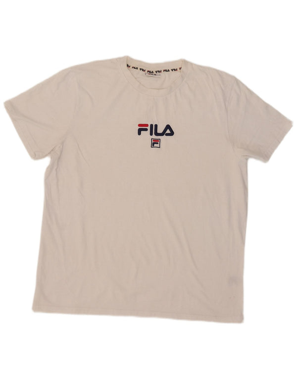 Fila Herre Grafisk T-Shirt Top XL Hvid Bomuld