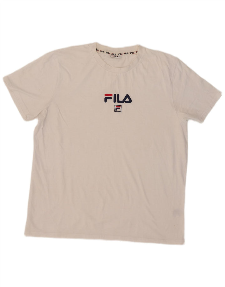 Fila Herre Grafisk T-Shirt Top XL Hvid Bomuld