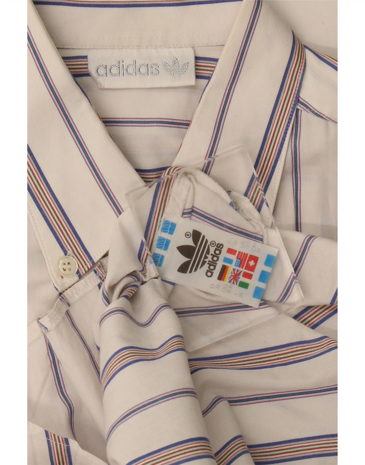 ADIDAS Kortærmet Herreskjorte Størrelse 15 Medium Hvidstribet bomuld