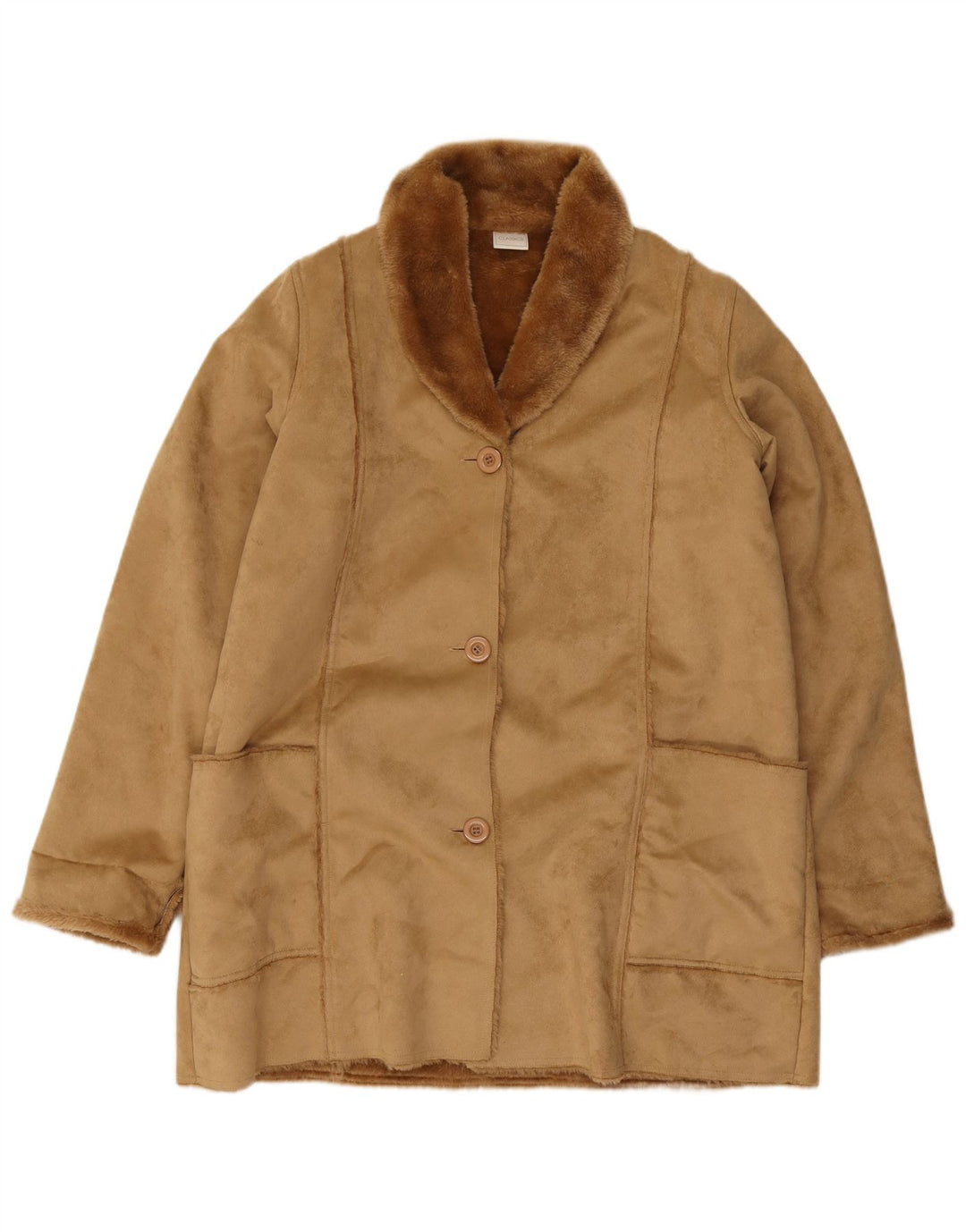 Classics Sherpa Overfrakke til kvinder UK 18 XL Beige Polyester