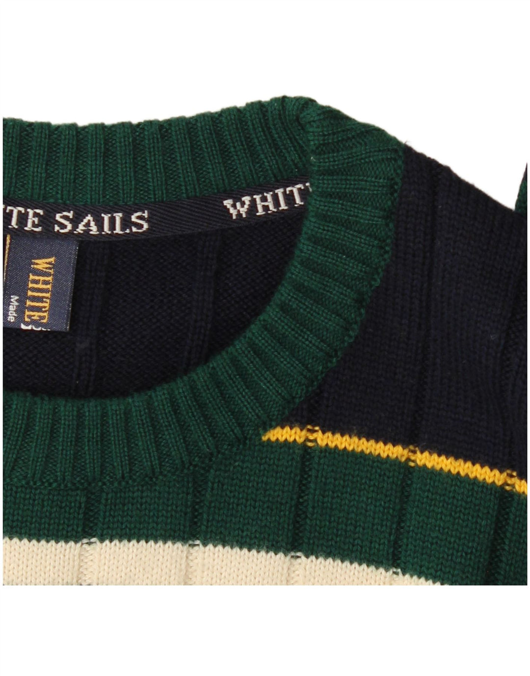 Hvide Sejl Herre Crew Neck Jumper Sweater 2XL Marineblå Stribet