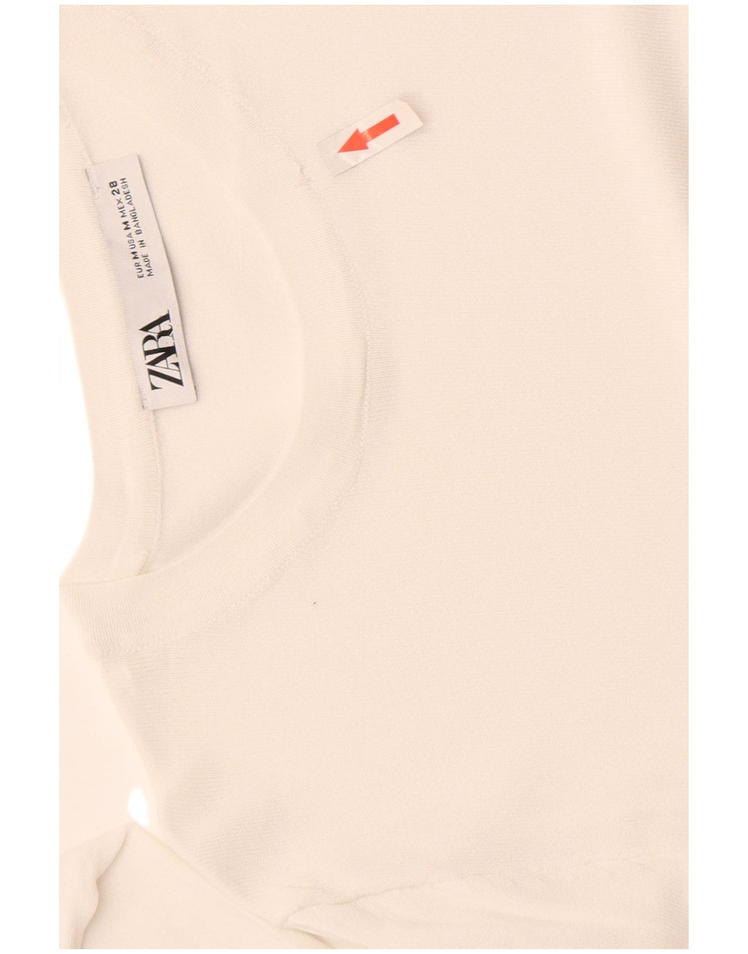 Zara Dame Se Through Top Langærmet UK 12 Medium White Viscose