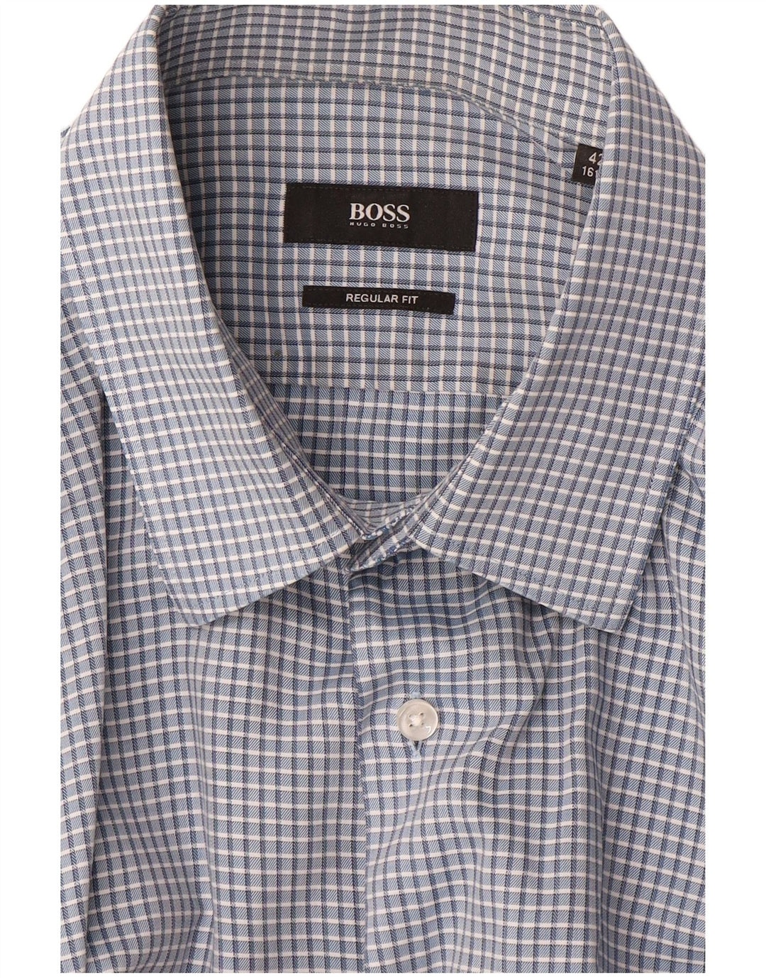 HUGO BOSS Herre Regular Fit skjorte str. 42 16 1/2 Large Blue Gingham