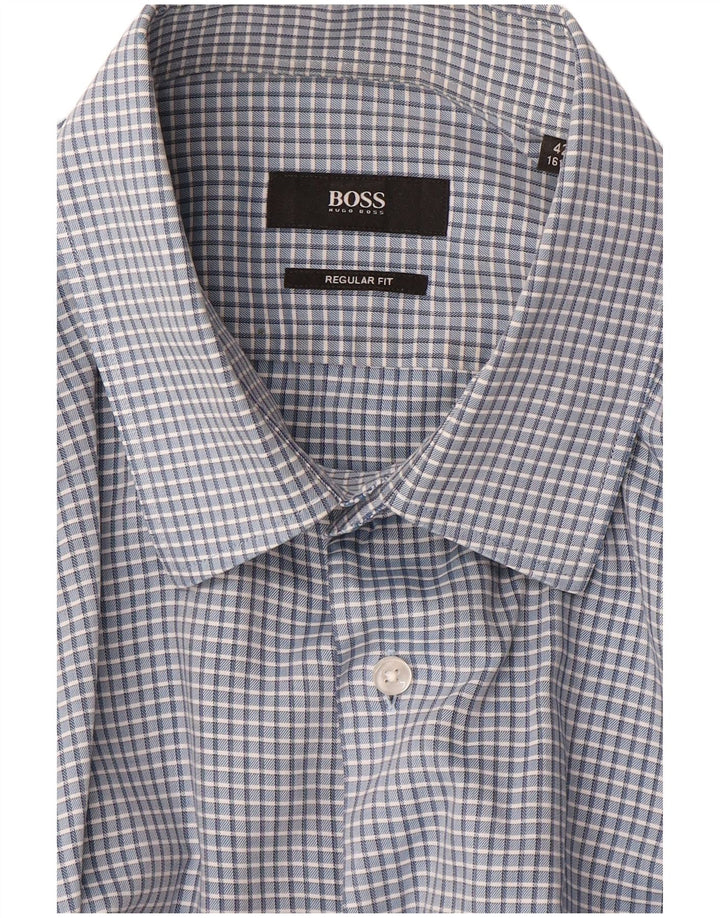 HUGO BOSS Herre Regular Fit skjorte str. 42 16 1/2 Large Blue Gingham