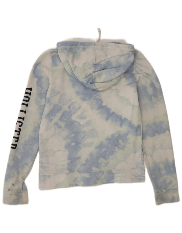 Hollister Dame Grafisk Relaxed Fit Hættetrøje Jumper UK 2 2XS Blue Tie Dye