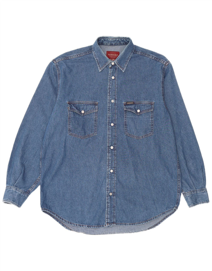 Carrera Denimskjorte til mænd Størrelse 39/40 Medium Blue Cotton