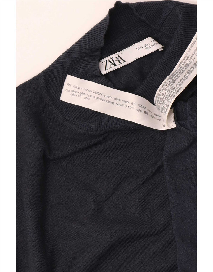 Zara Dame Oversized Turtle Neck Jumper Sweater UK 16 Large Navy Blue