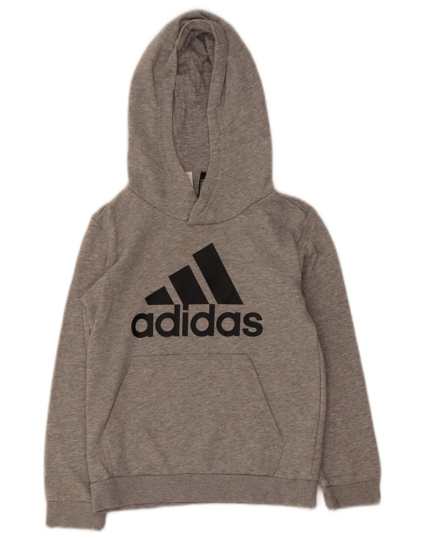 Adidas Grafisk hættetrøje til drenge 7-8 år Grå bomuld