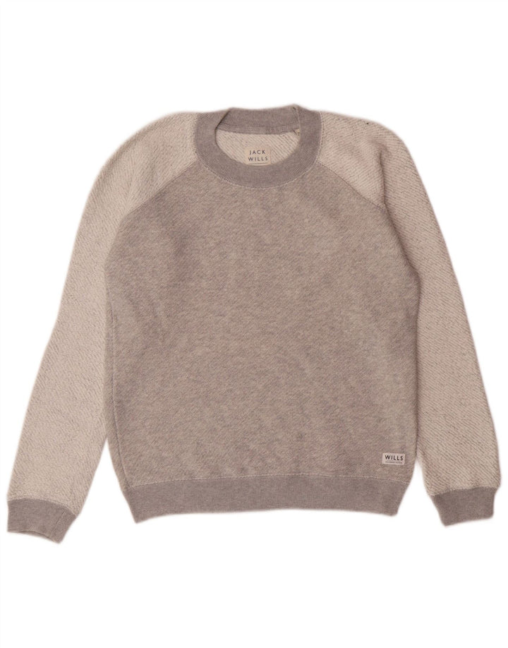 JACK WILLS Dame Sweatshirt Jumper UK 6 XS Grå Colourblock Bomuld