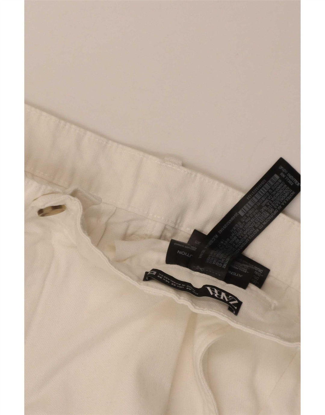 Zara Herre Chino Shorts EU 42 Large W32 Hvid Bomuld
