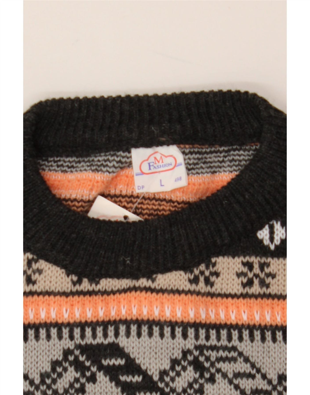 VINTAGE Dame sweater med rund hals DK 16 Stor Flerfarvet