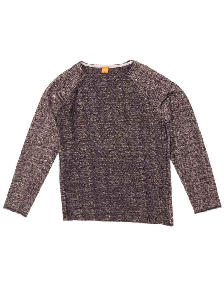 Hugo Boss Herre Top Langærmet Medium Navy Blue Flecked Bomuld