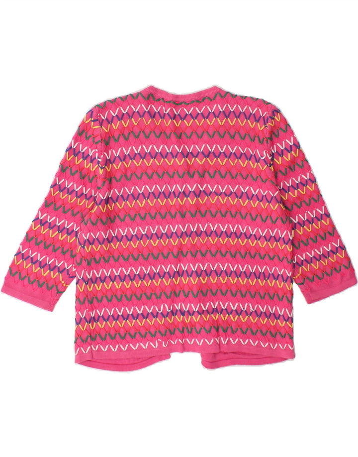 BENETTON Womens Cardigan Sweater UK 14 Medium Pink Argyle/Diamond Vintage Benetton and Second-Hand Benetton from Messina Hembry 